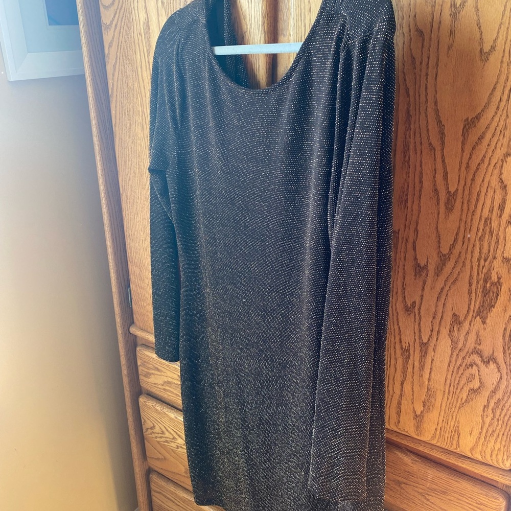 Michael Kors XL Long Sleeve Brown and Gold Dress NWT